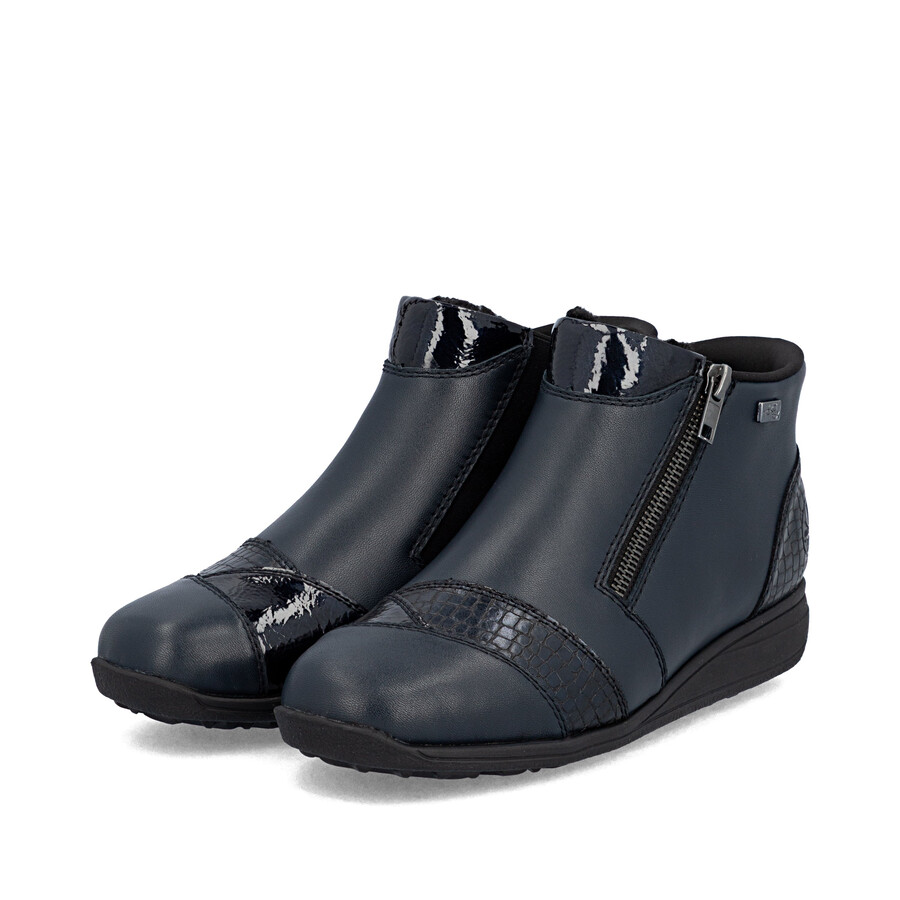 bottes bleues à fermeture éclair pour femmes rieker 47254-14