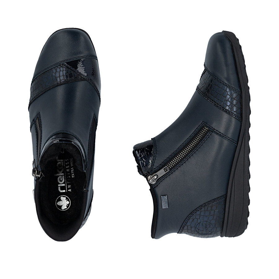 bottes bleues à fermeture éclair pour femmes rieker 47254-14