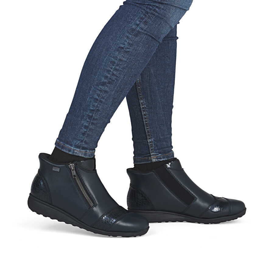 bottes bleues à fermeture éclair pour femmes rieker 47254-14