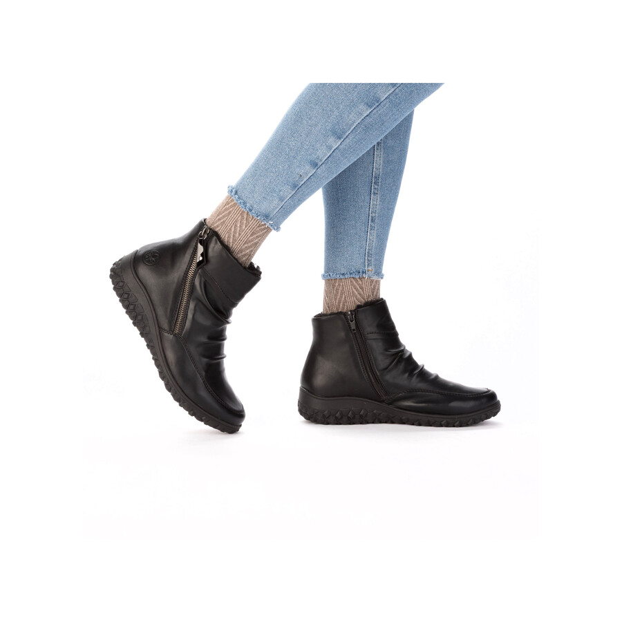 bottes noires à fermeture éclair pour femmes rieker 59585-01