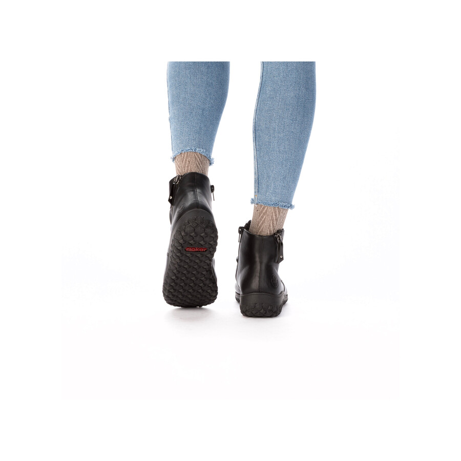 bottes noires à fermeture éclair pour femmes rieker 59585-01