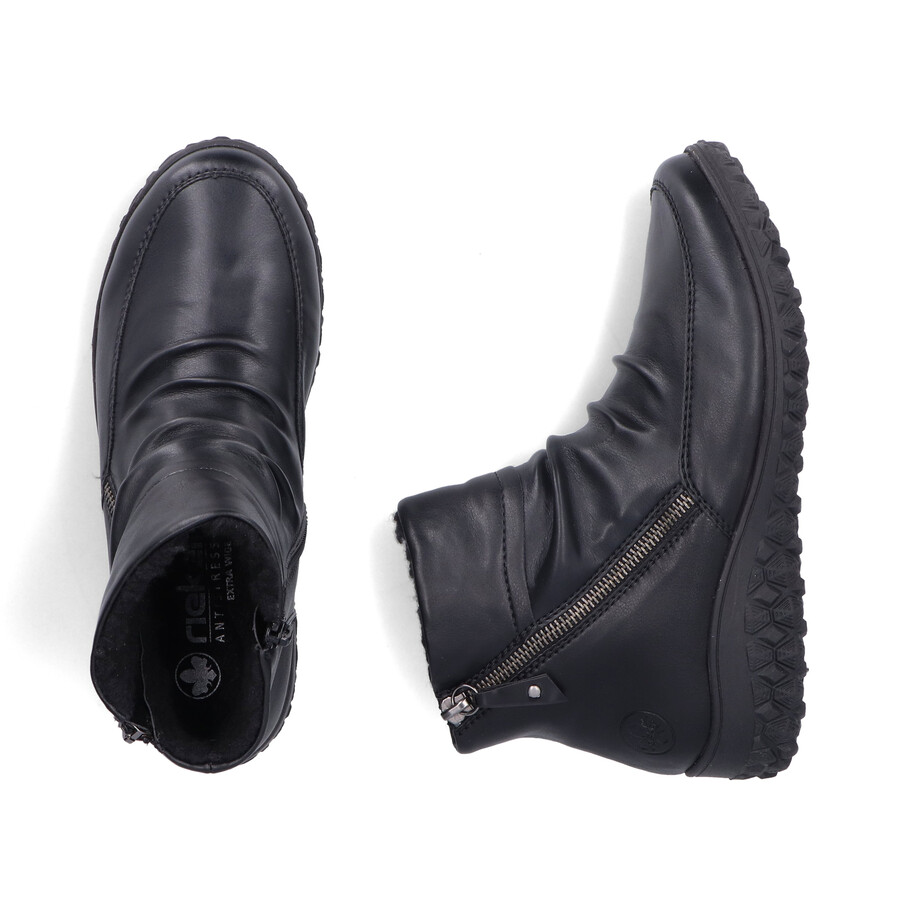 bottes noires à fermeture éclair pour femmes rieker 59585-01