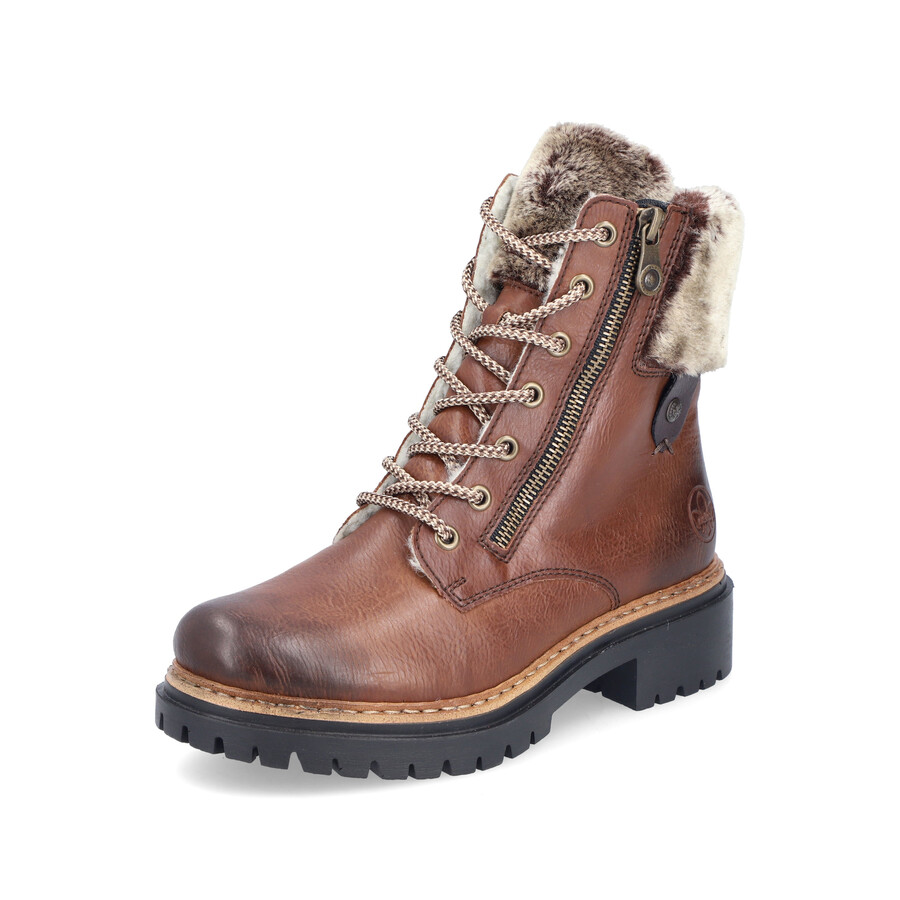 bottes marron à fermeture éclair pour femmes rieker 72608-24