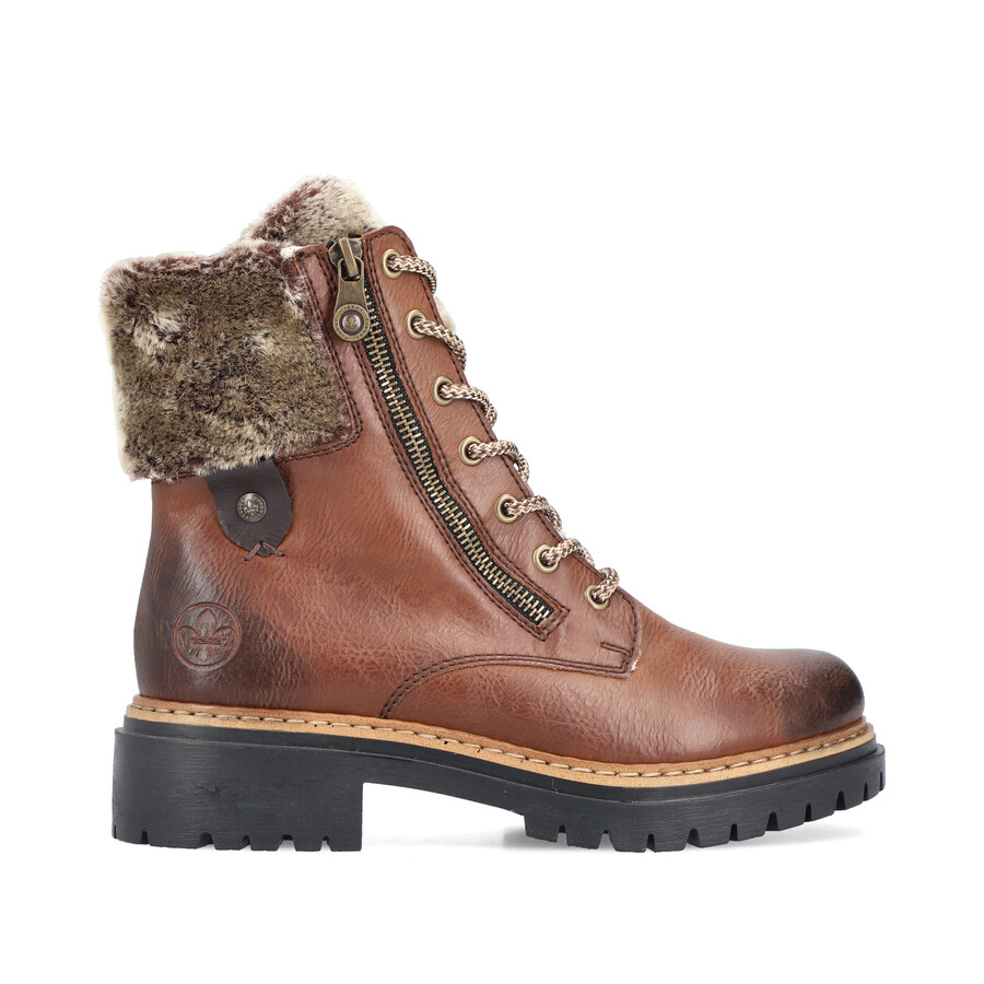 bottes marron à fermeture éclair pour femmes rieker 72608-24