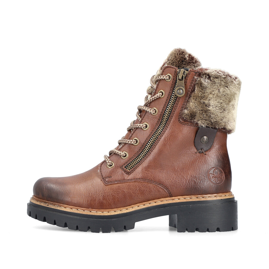 bottes marron à fermeture éclair pour femmes rieker 72608-24