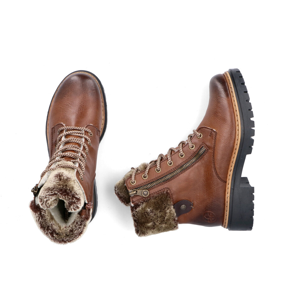bottes marron à fermeture éclair pour femmes rieker 72608-24