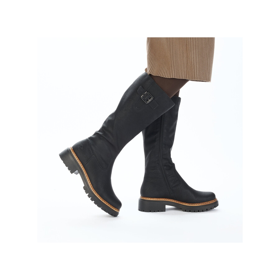bottes noires à fermeture éclair pour femmes rieker 72694-00