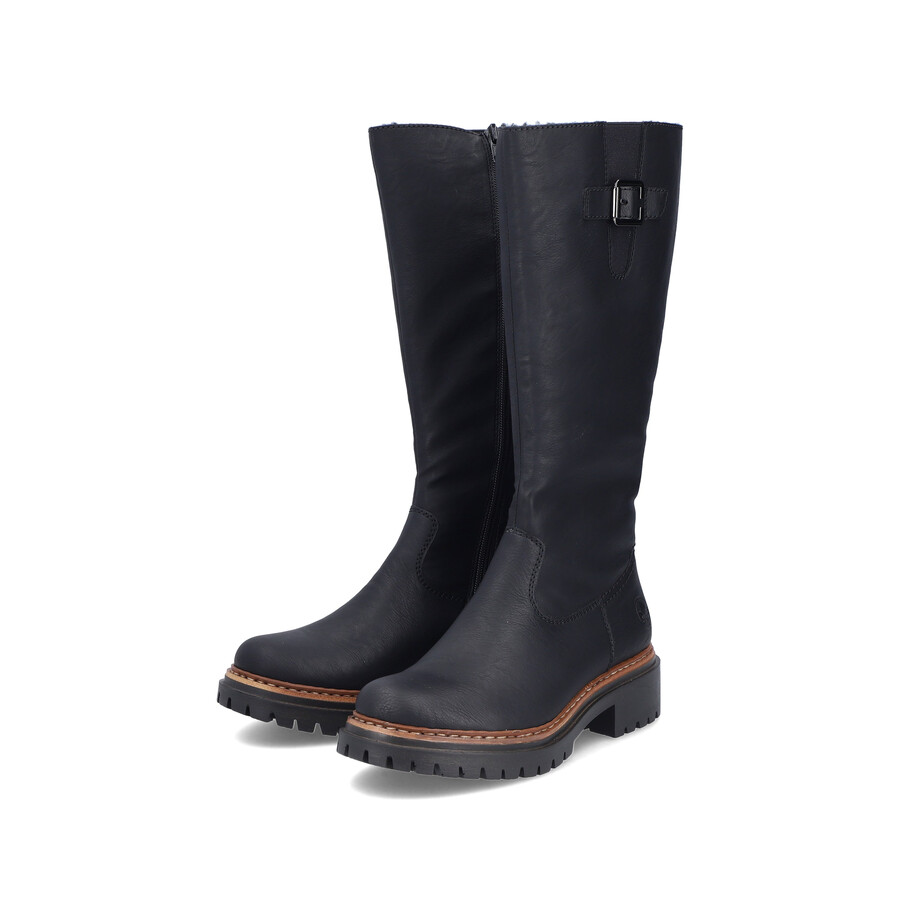 bottes noires à fermeture éclair pour femmes rieker 72694-00