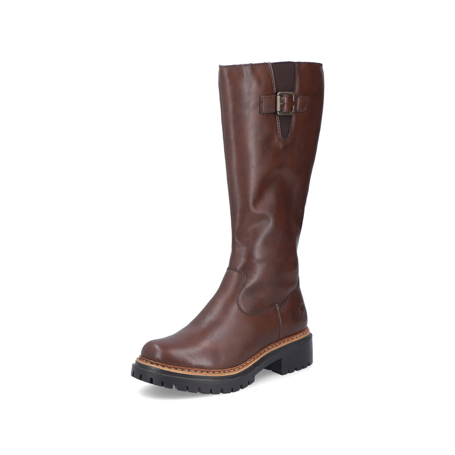 bottes marron à fermeture éclair pour femmes rieker 72694-25