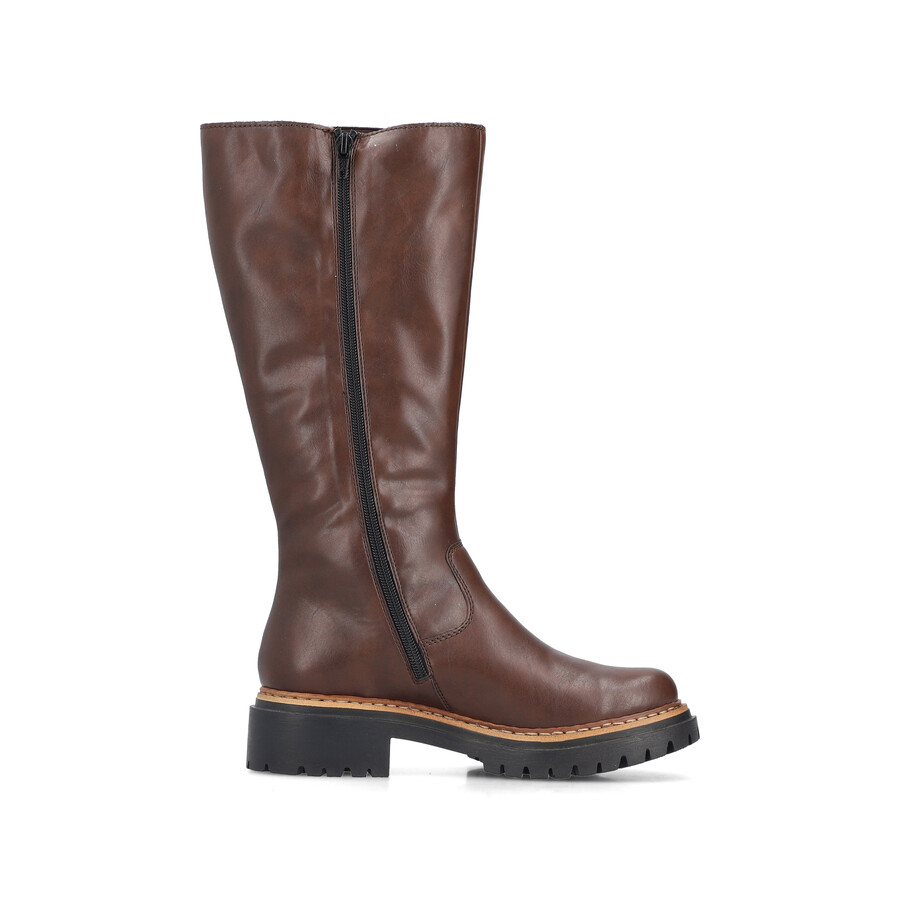 bottes marron à fermeture éclair pour femmes rieker 72694-25