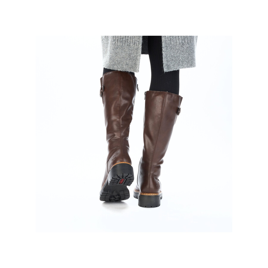 bottes marron à fermeture éclair pour femmes rieker 72694-25