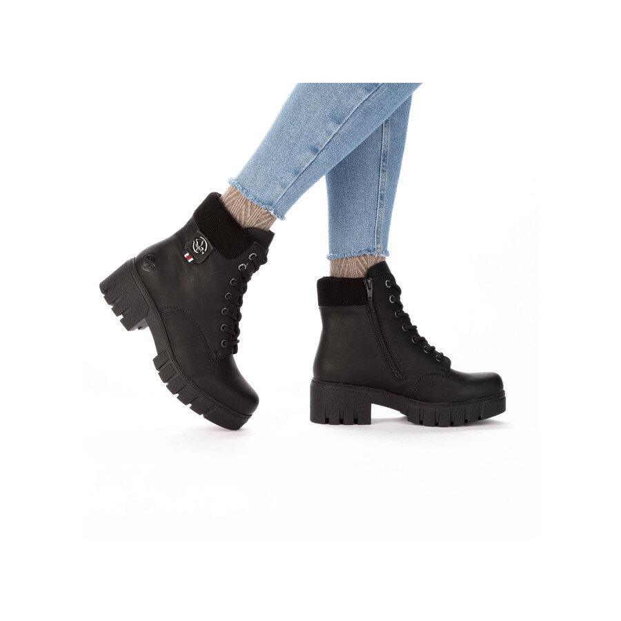 bottes noires à fermeture éclair pour femmes rieker 74532-00