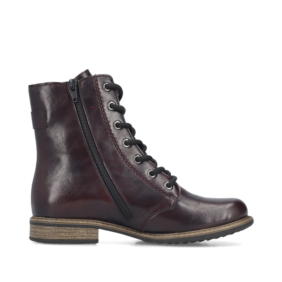 bottes rouges à fermeture éclair pour femmes rieker 74802-35