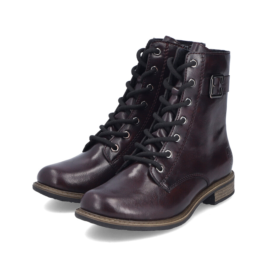 bottes rouges à fermeture éclair pour femmes rieker 74802-35