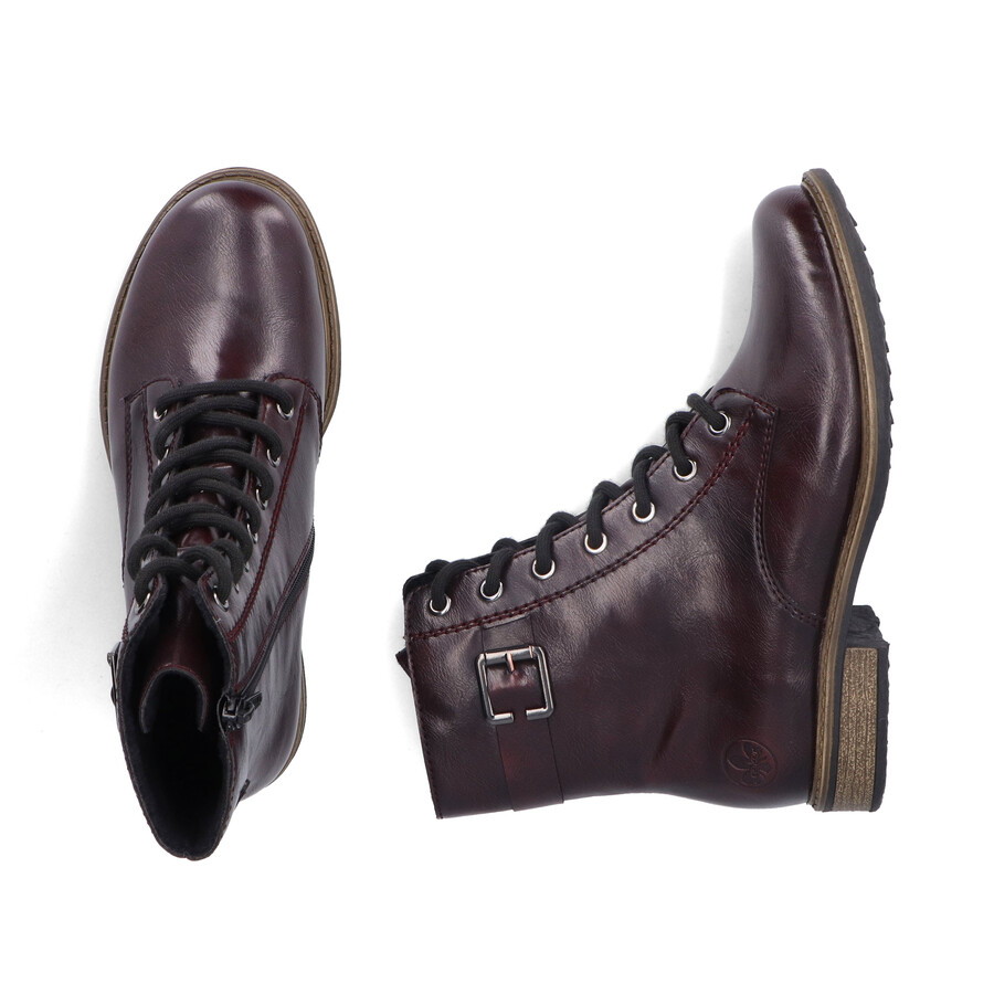 bottes rouges à fermeture éclair pour femmes rieker 74802-35