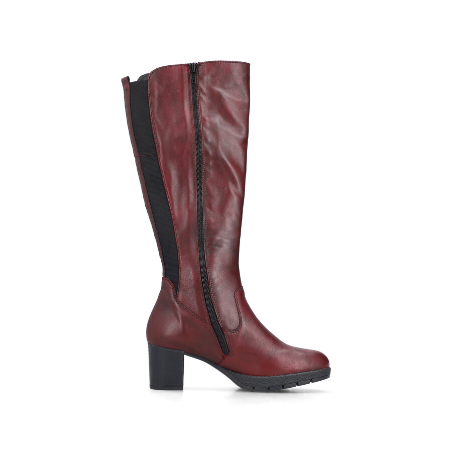 bottes rouges à fermeture éclair pour femmes rieker 77684-35