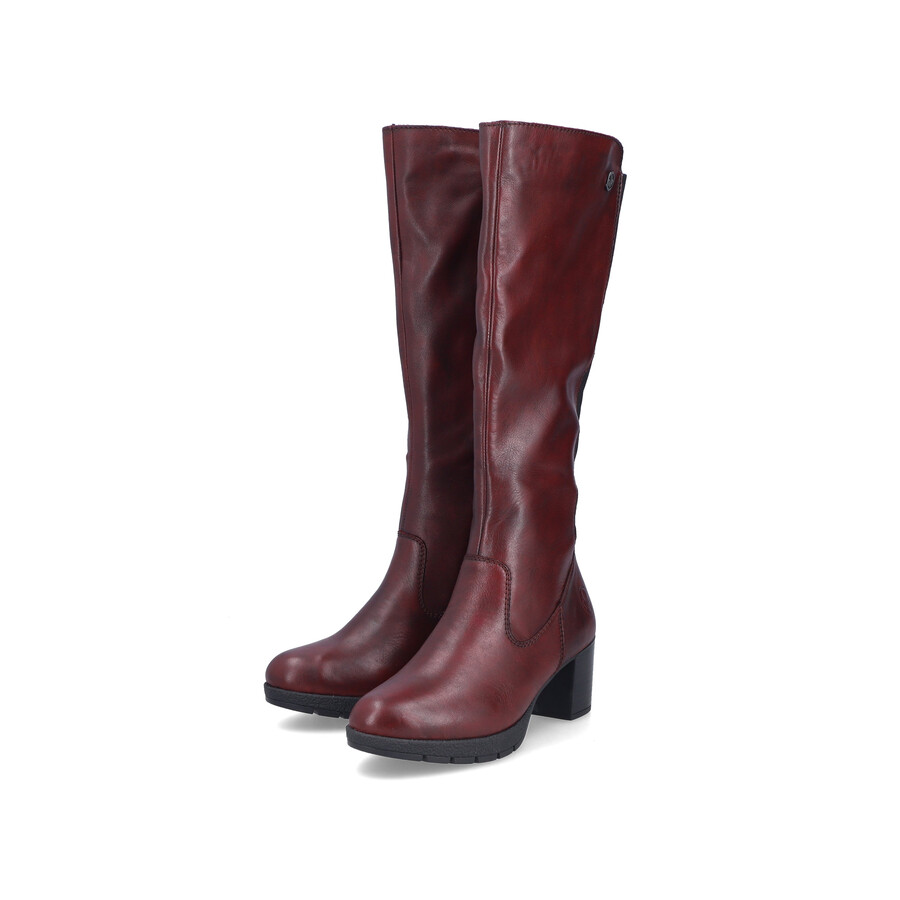 bottes rouges à fermeture éclair pour femmes rieker 77684-35