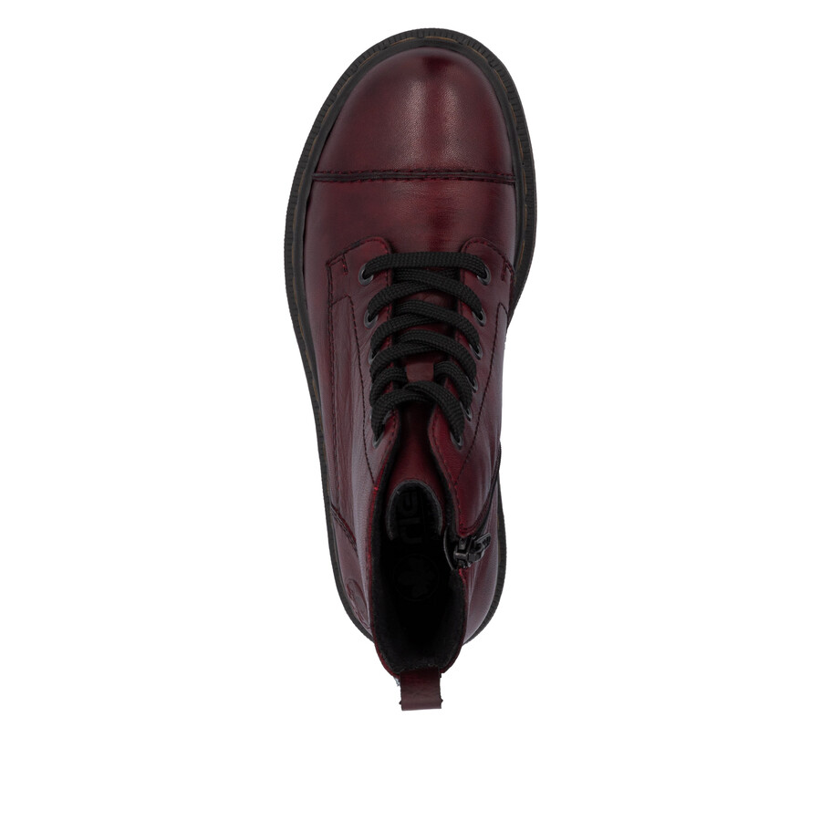 bottes rouges à fermeture éclair pour femmes rieker 78202-35