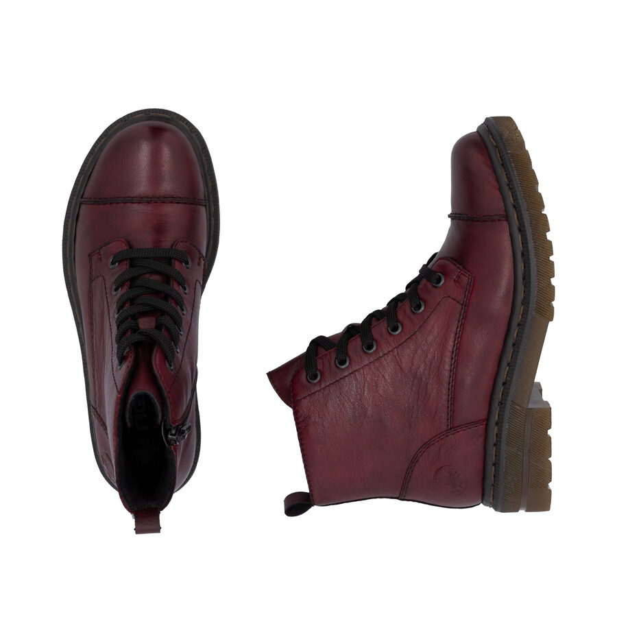bottes rouges à fermeture éclair pour femmes rieker 78202-35