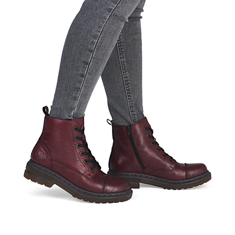 bottes rouges à fermeture éclair pour femmes rieker 78202-35