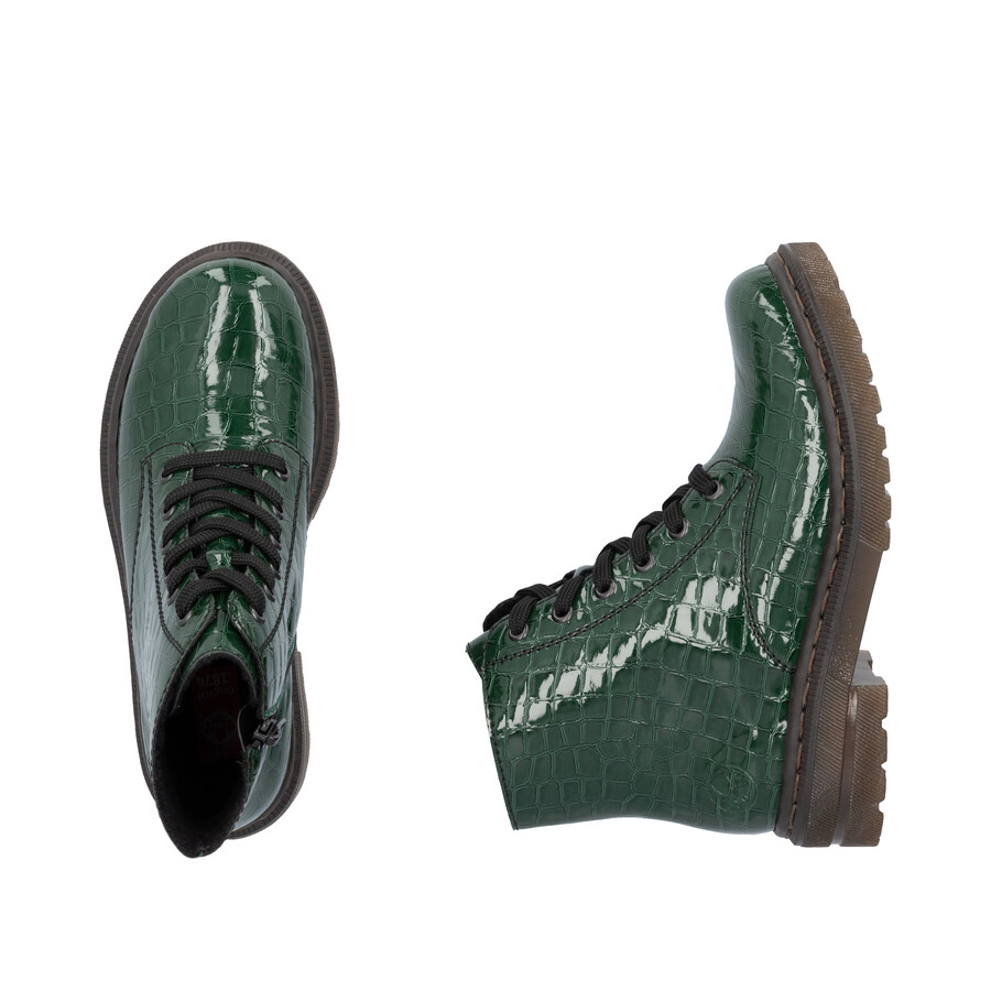 bottes vertes à fermeture éclair pour femmes rieker 78240-54