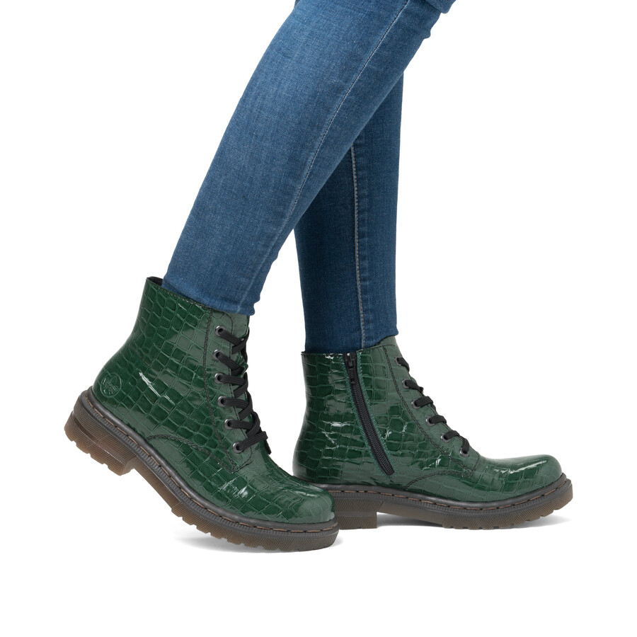 bottes vertes à fermeture éclair pour femmes rieker 78240-54