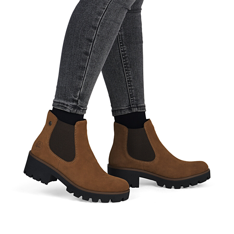 bottes élastiques marron pour femmes rieker 79265-22
