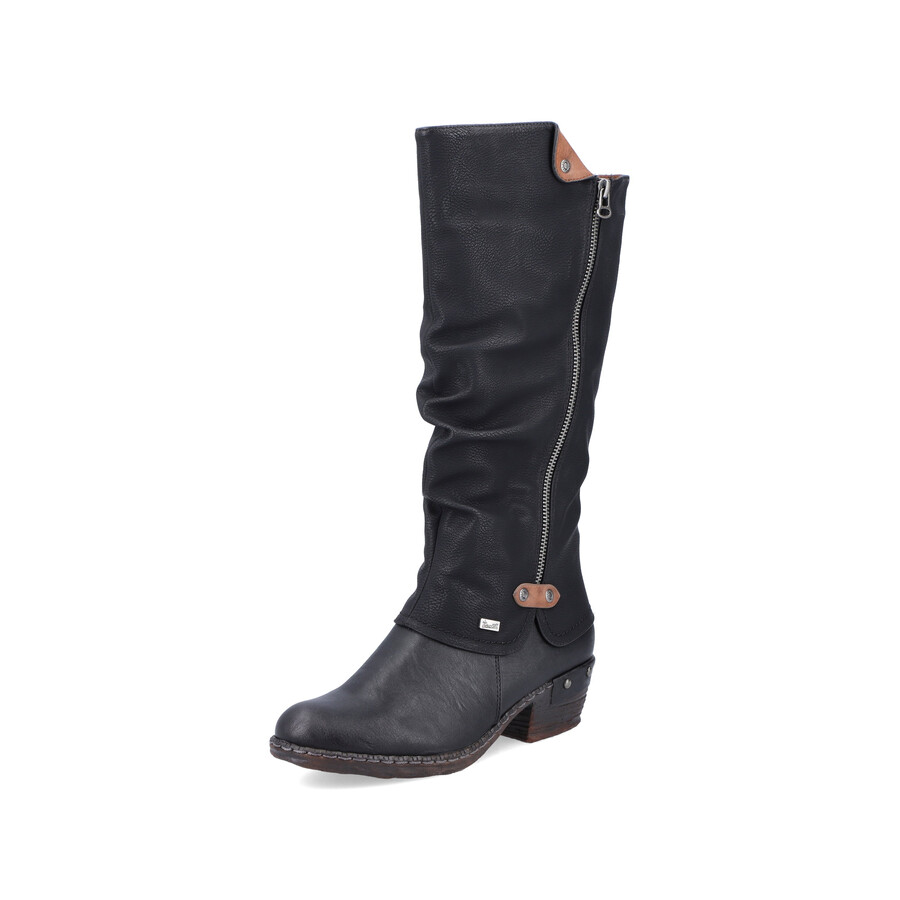 bottes noires à fermeture éclair pour femmes rieker 93655-00