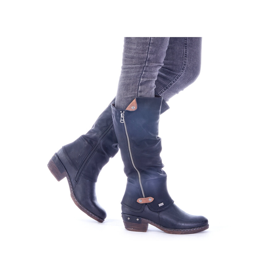 bottes noires à fermeture éclair pour femmes rieker 93655-00