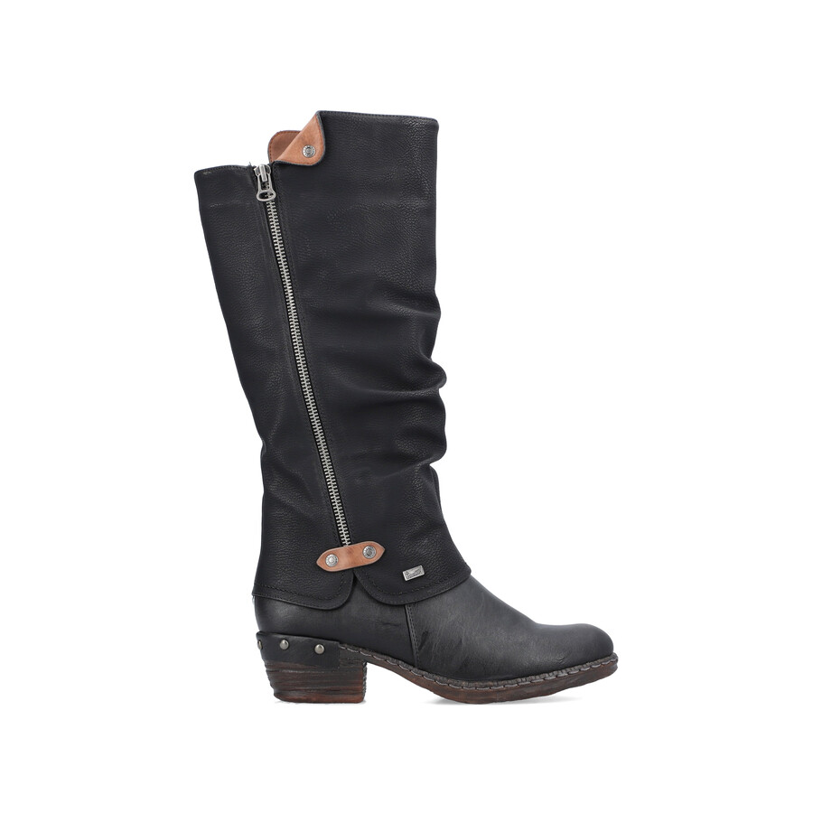 bottes noires à fermeture éclair pour femmes rieker 93655-00