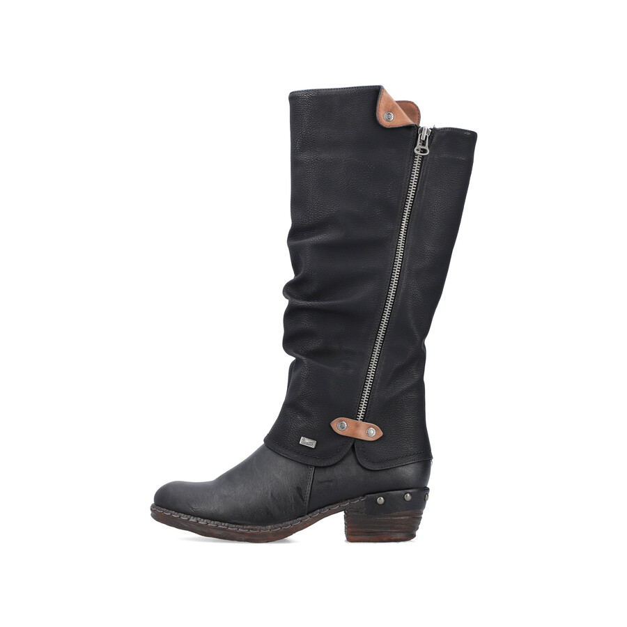 bottes noires à fermeture éclair pour femmes rieker 93655-00