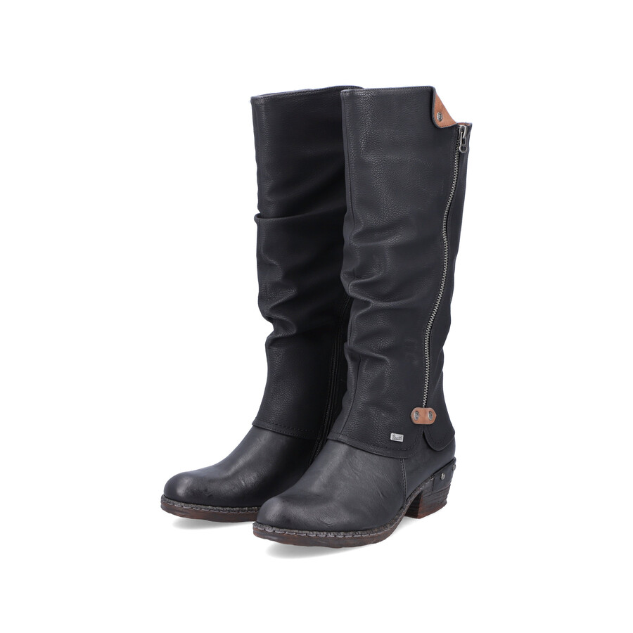 bottes noires à fermeture éclair pour femmes rieker 93655-00