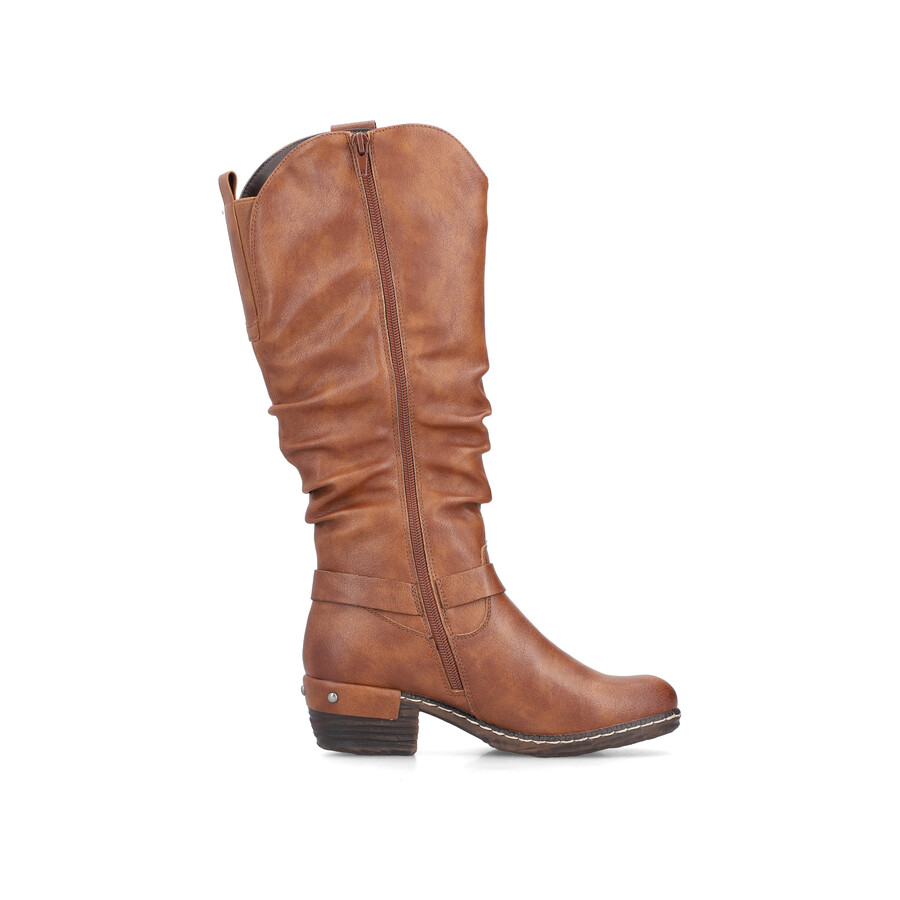 bottes marron à fermeture éclair pour femmes rieker 93670-24