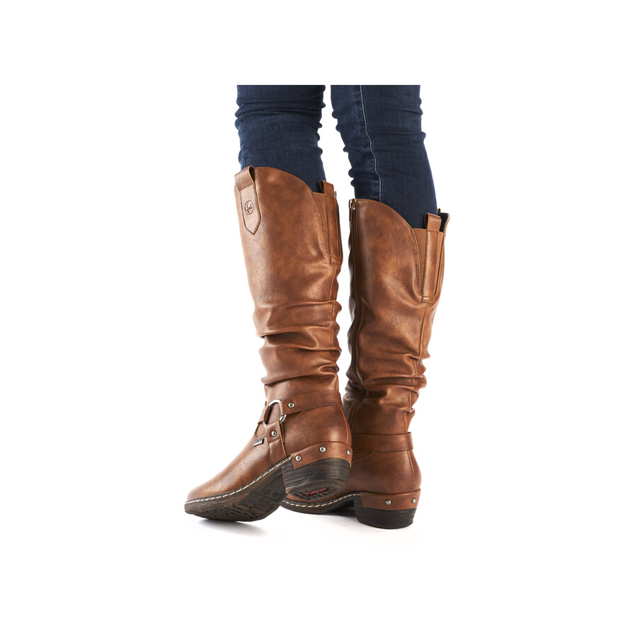 bottes marron à fermeture éclair pour femmes rieker 93670-24