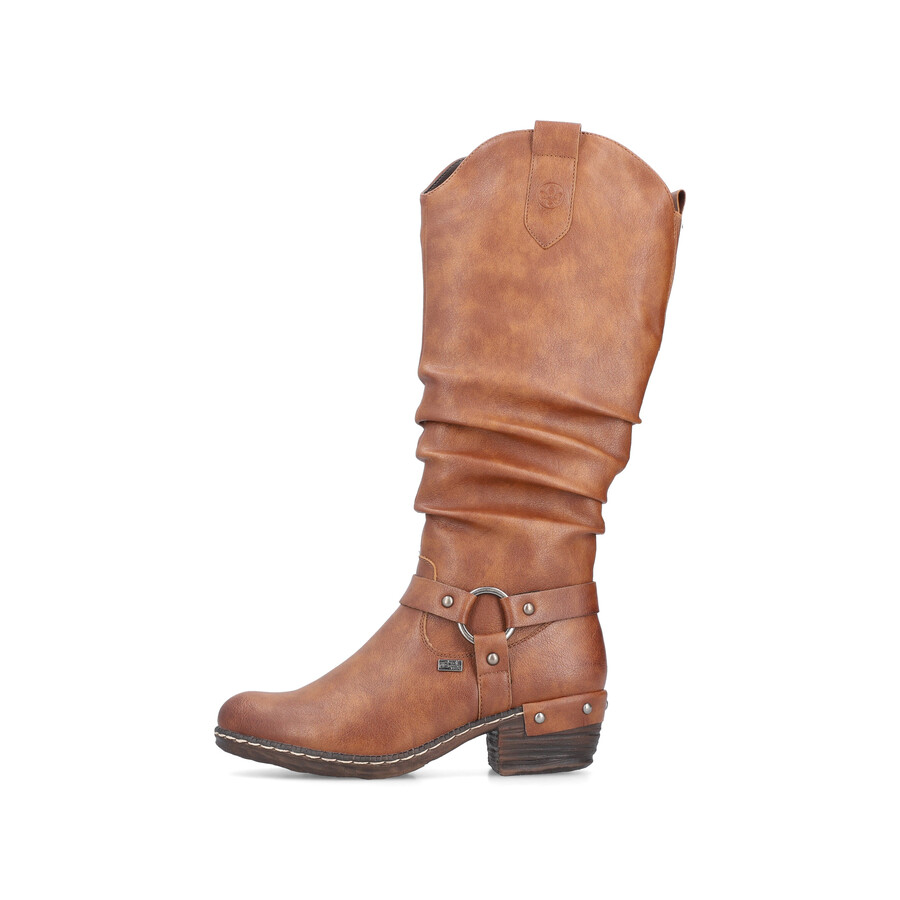 bottes marron à fermeture éclair pour femmes rieker 93670-24