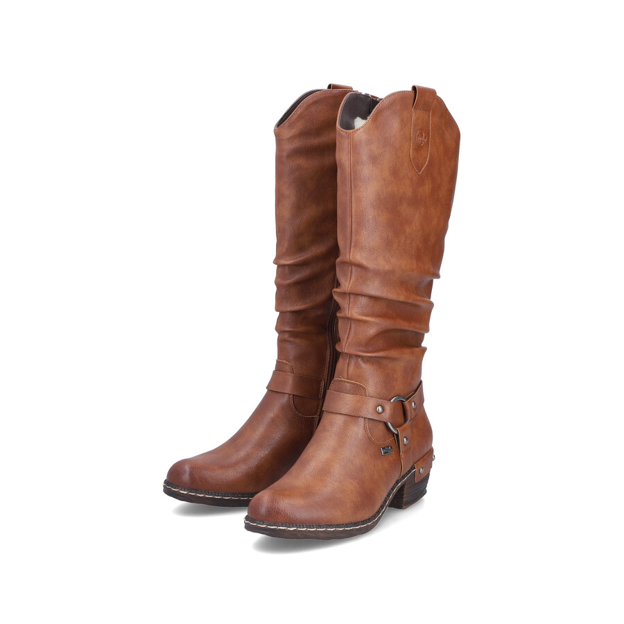 bottes marron à fermeture éclair pour femmes rieker 93670-24