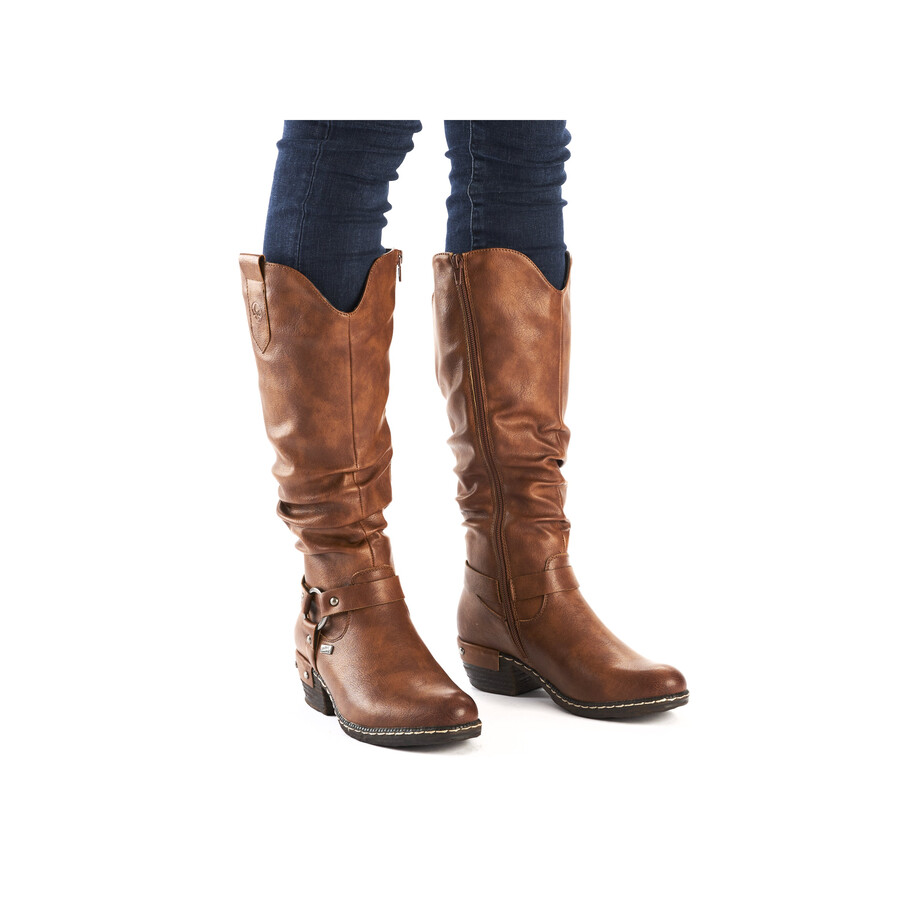 bottes marron à fermeture éclair pour femmes rieker 93670-24