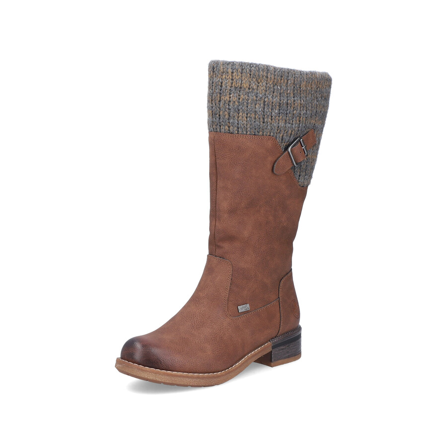 bottes marron à fermeture éclair pour femmes rieker 94692-24