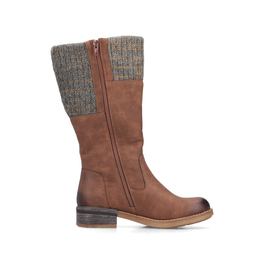 bottes marron à fermeture éclair pour femmes rieker 94692-24