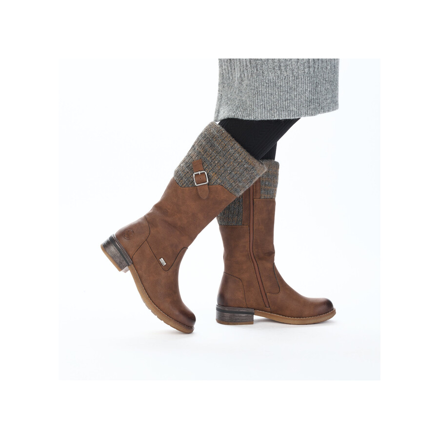 bottes marron à fermeture éclair pour femmes rieker 94692-24