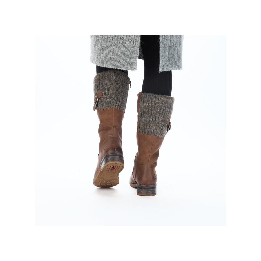 bottes marron à fermeture éclair pour femmes rieker 94692-24