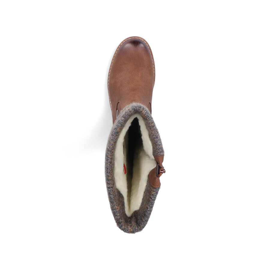 bottes marron à fermeture éclair pour femmes rieker 94692-24