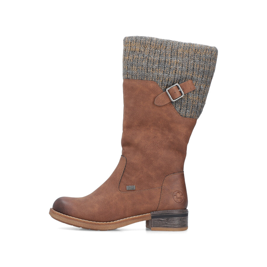 bottes marron à fermeture éclair pour femmes rieker 94692-24