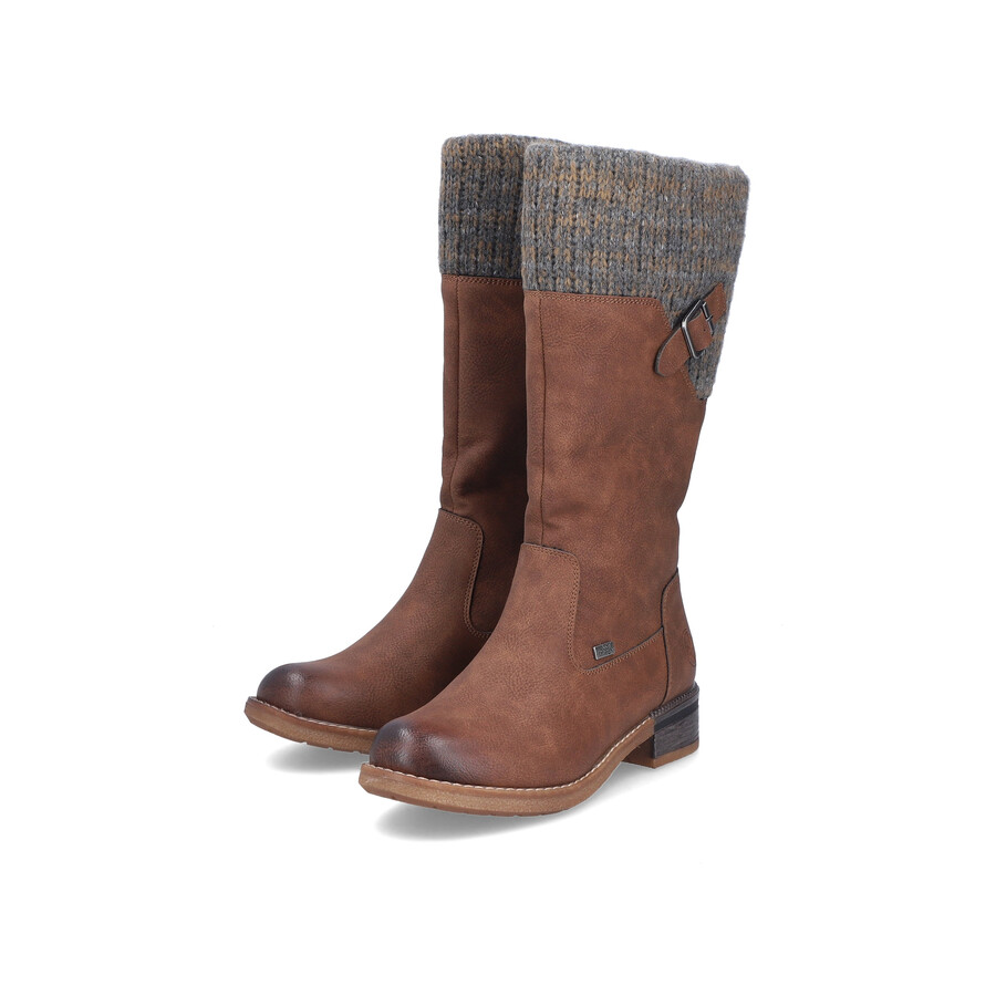 bottes marron à fermeture éclair pour femmes rieker 94692-24