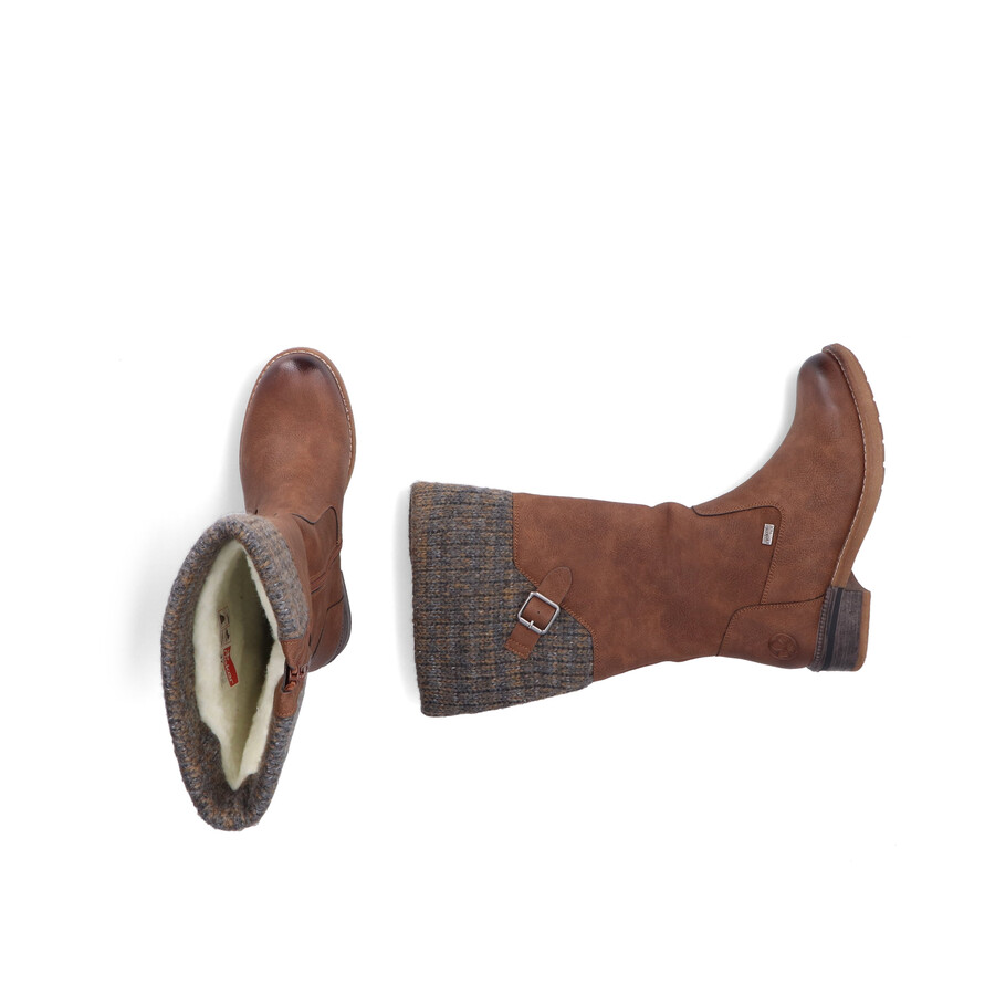bottes marron à fermeture éclair pour femmes rieker 94692-24