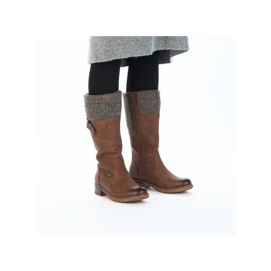 bottes marron à fermeture éclair pour femmes rieker 94692-24