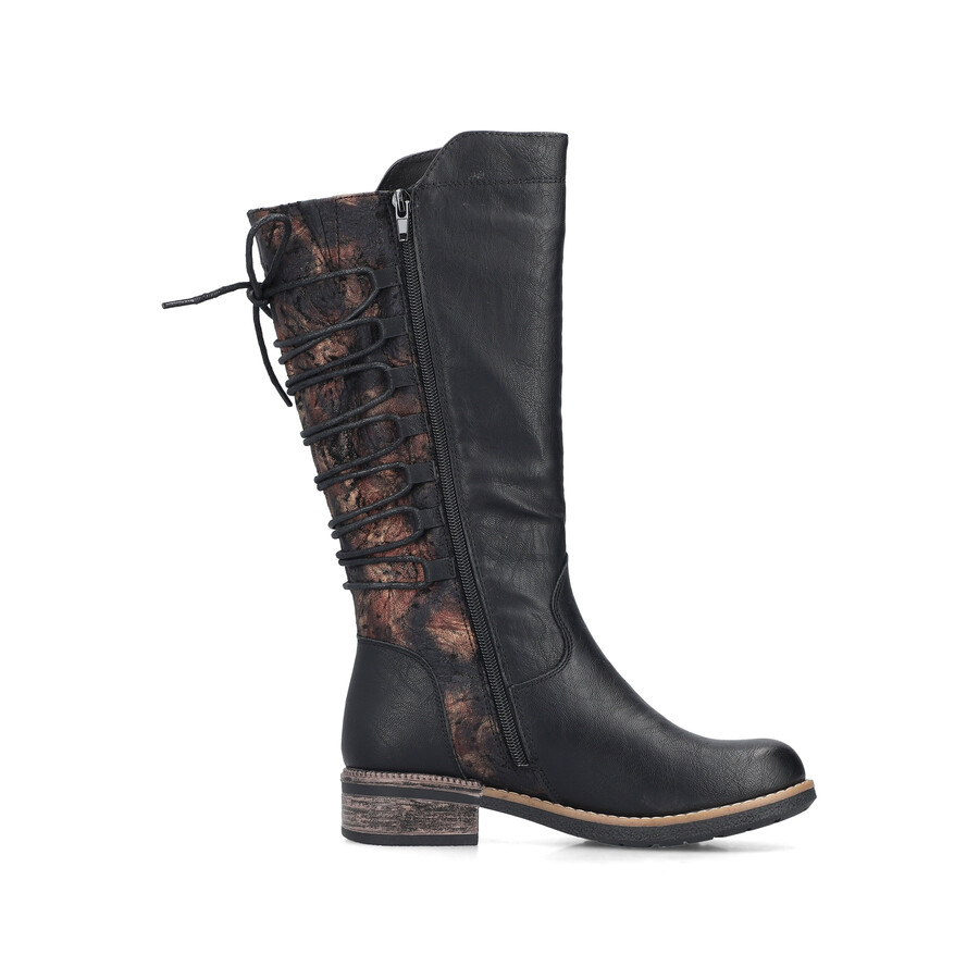 bottes noires à fermeture éclair pour femmes rieker 94693-00