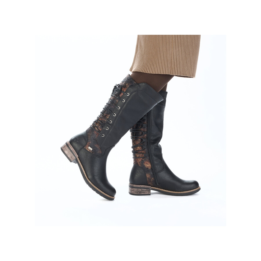 bottes noires à fermeture éclair pour femmes rieker 94693-00