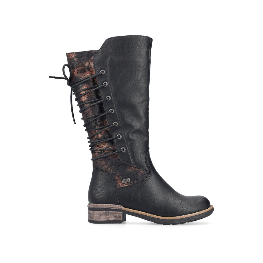 bottes noires à fermeture éclair pour femmes rieker 94693-00