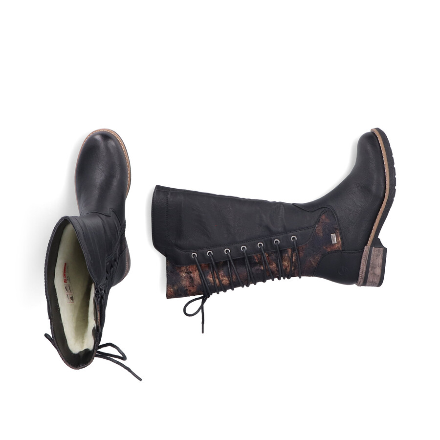 bottes noires à fermeture éclair pour femmes rieker 94693-00